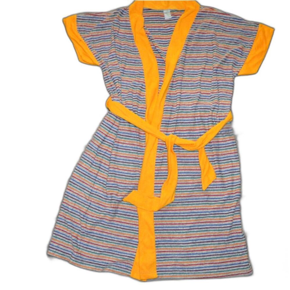Vintage Stavropoulos Tres Jolie 70s Terrycloth Rainbow Striped Robe Coverup
